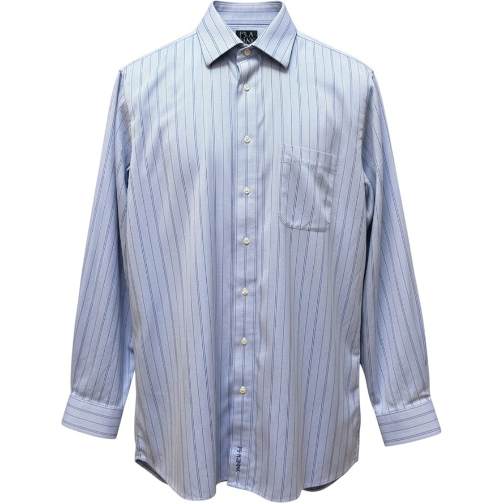 Jos. A. Bank Dress Shirt Mens 16.5 35 Blue Stripe Signature Tailored Fit Cotton